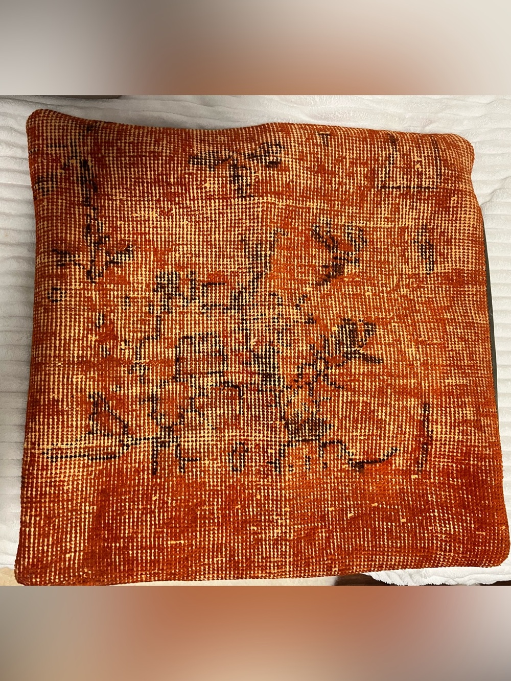 Textured Rust Orange Decorative Pillow Cover - Moroccan